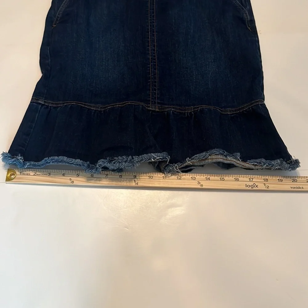 Ann Taylor Petite Mini Denim Peplum Raw Hem Skirt Size 6P